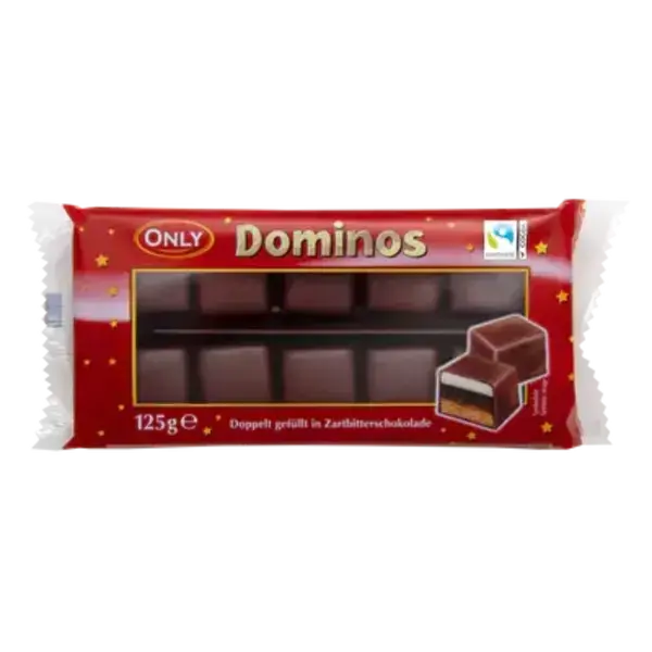 Domino čokoládové kostky s dvojí náplní 125g