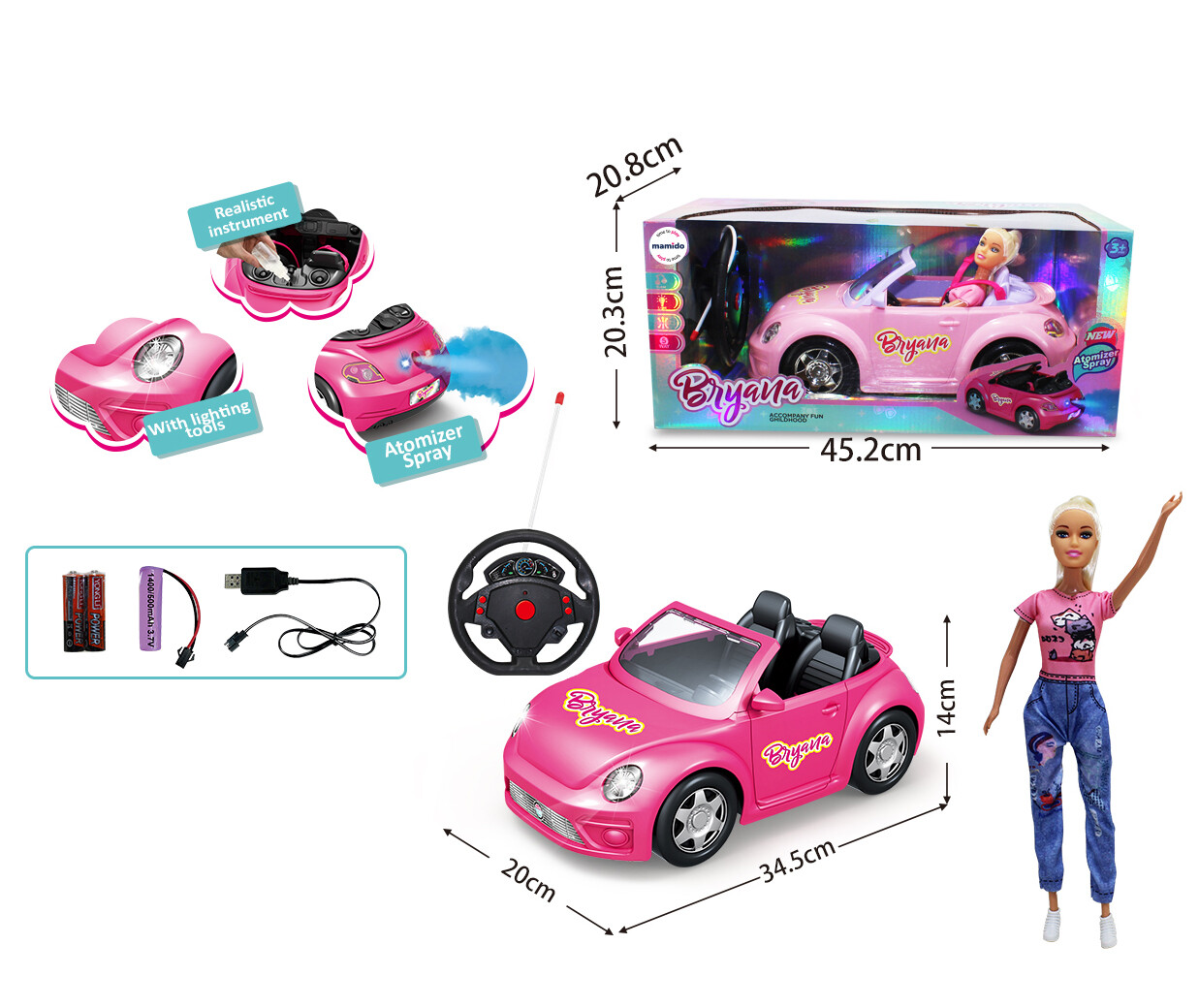 Mamido Mamido Autíčko na dálkové ovládání s panenkou fialové RC