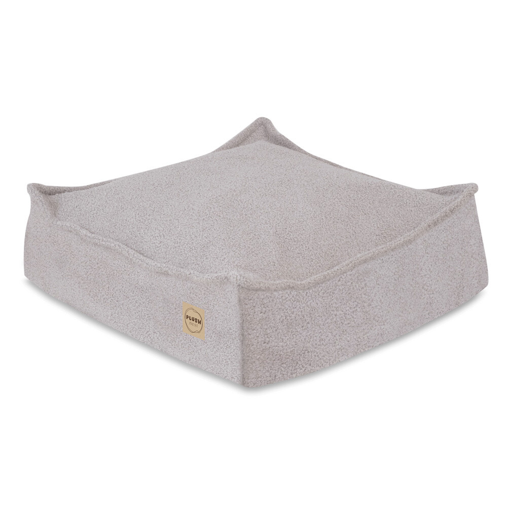PLUSH NEST Podlahový puf PLUSH NEST 60×60 cm – šedý beránek