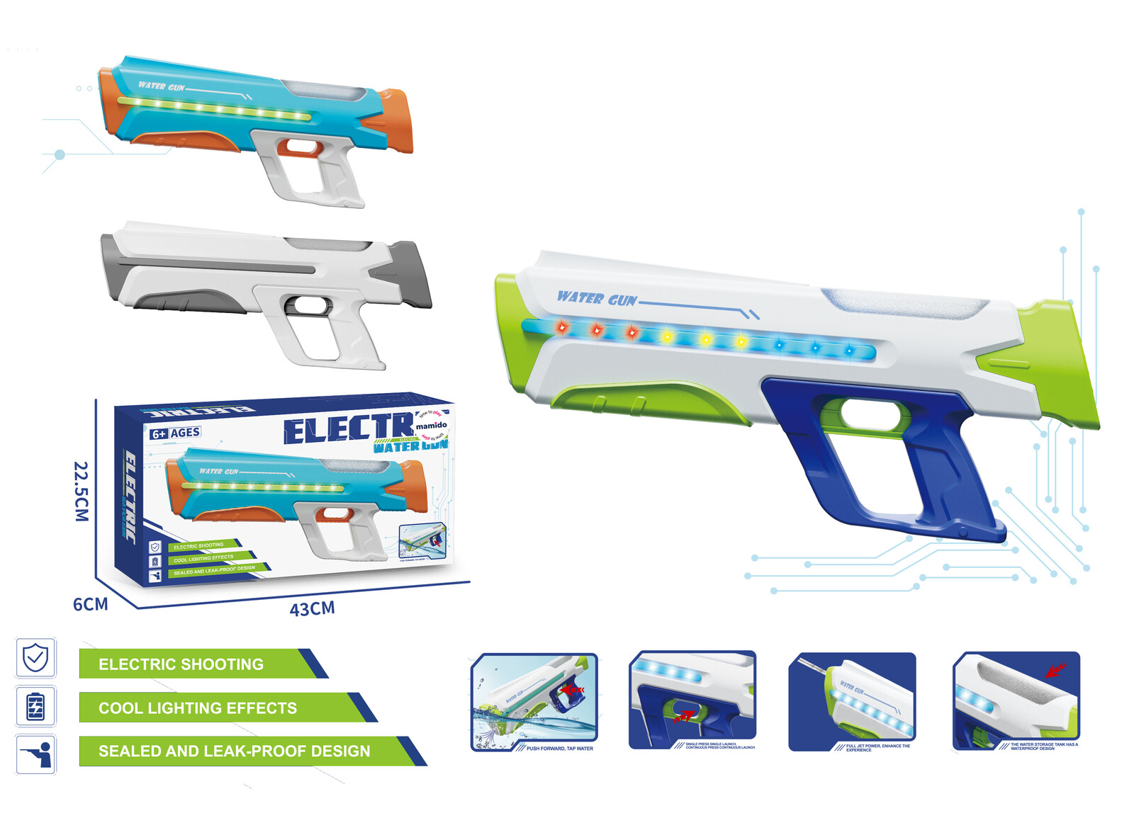 Mamido Mamido Elektrická vodní pistole se světelnými efekty