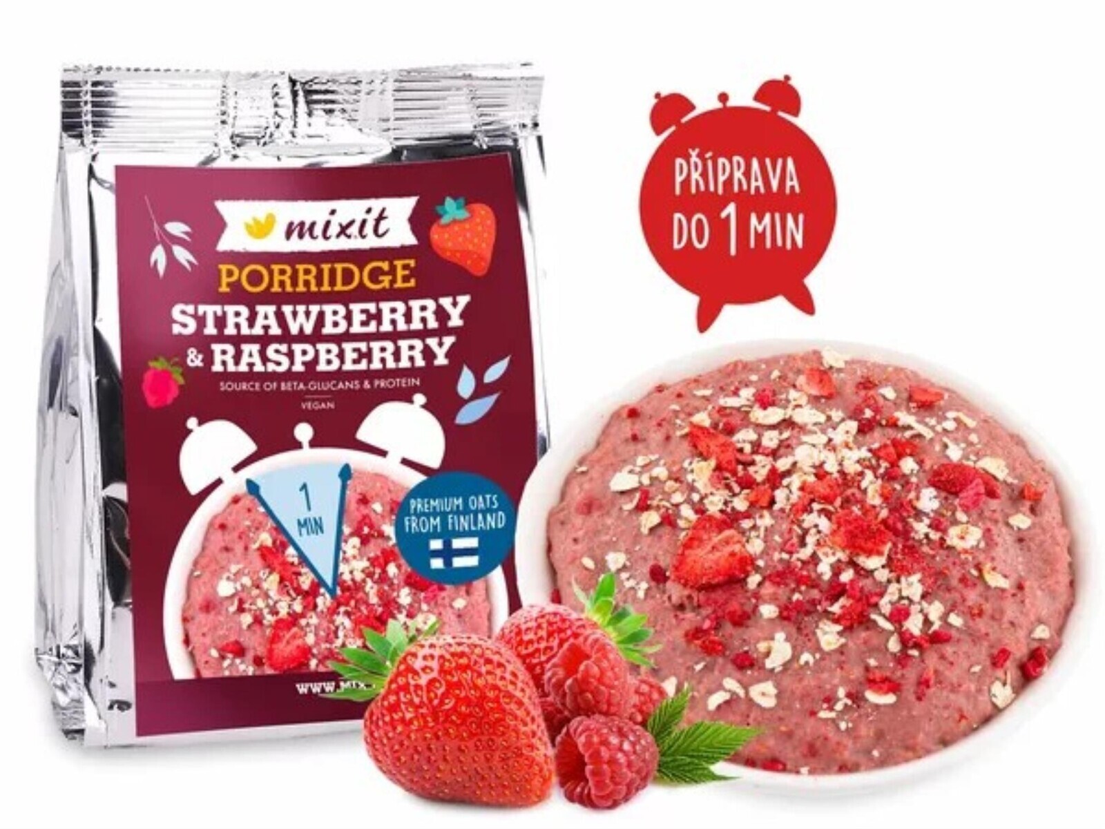 Ovesná kaše Mixit - jahoda a malina, 60 g