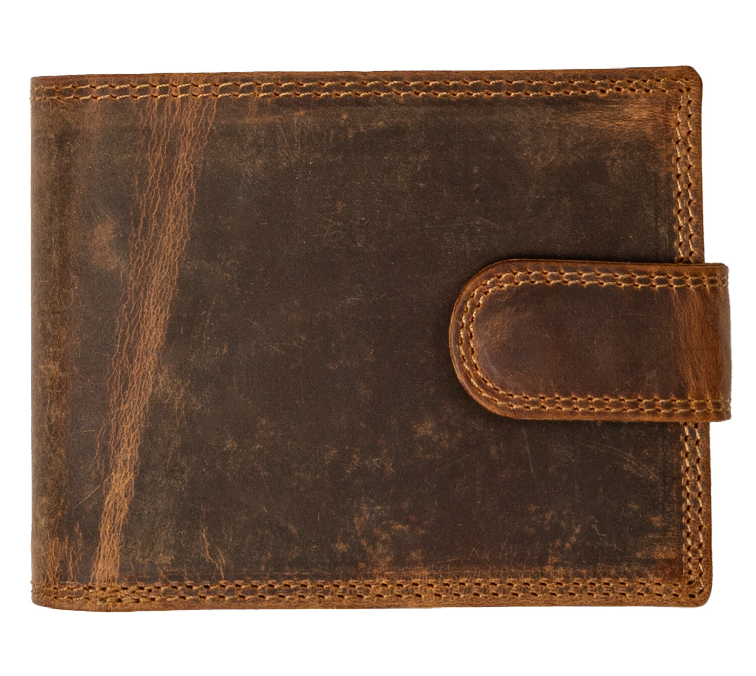 HL Kožená pánská peněženka s přezkou - hnědá