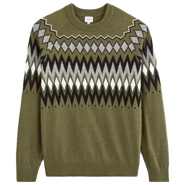 CELIO VERYFAIR Pánský svetr, khaki, velikost