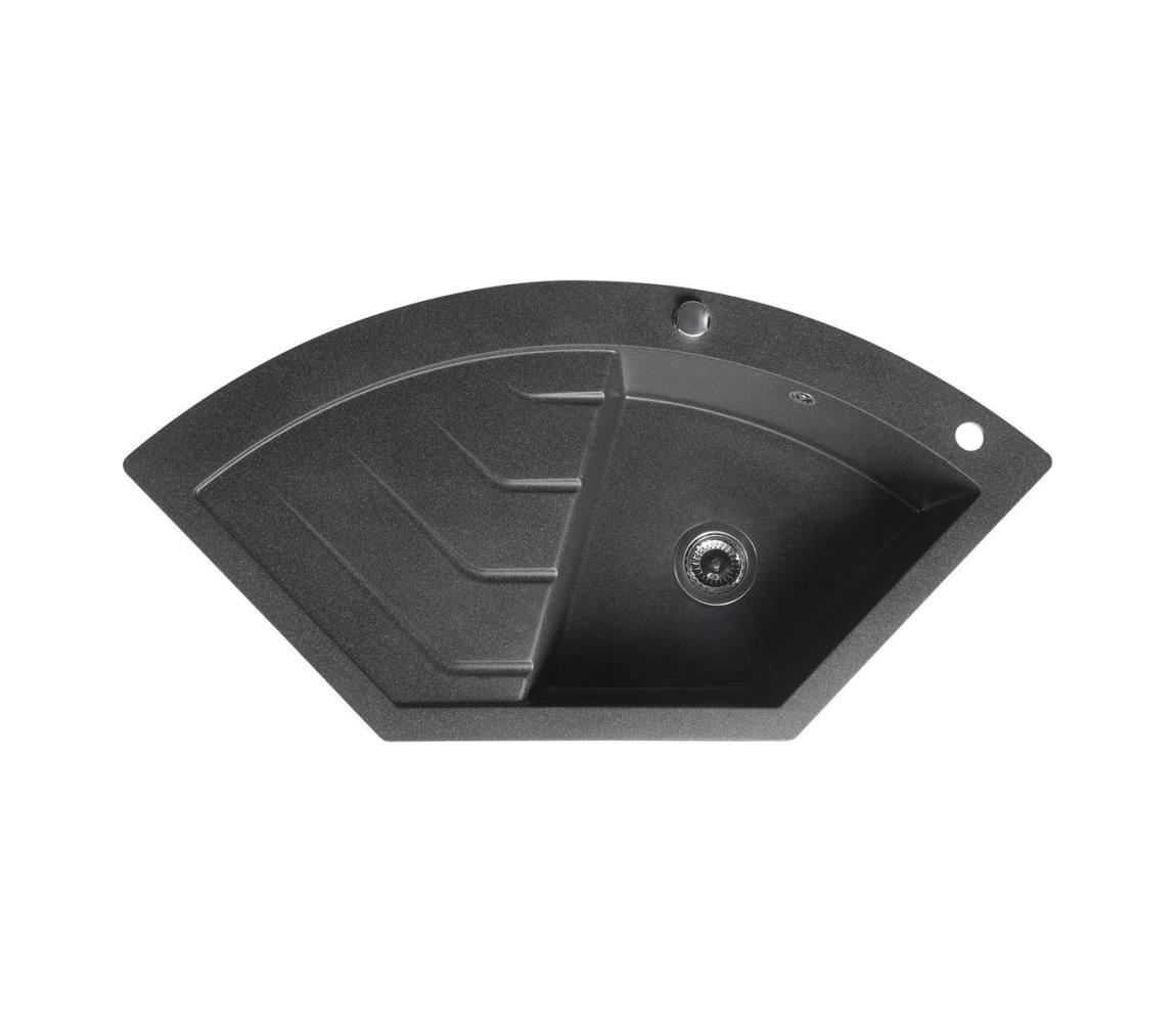 Sapho - Rohový kuchyňský dřez 114x57,5 cm granit/černá GR1934