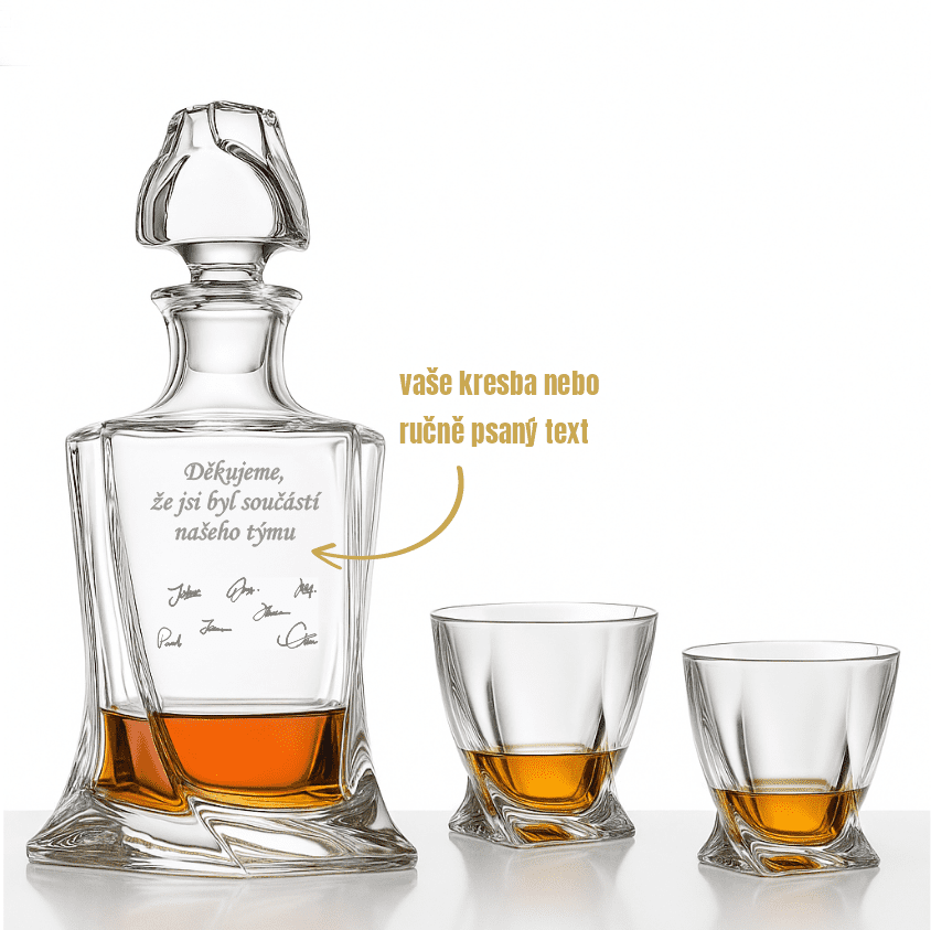 Dekorant Whisky set s ručně psaným textem nebo obrázkem Quadro 1+2