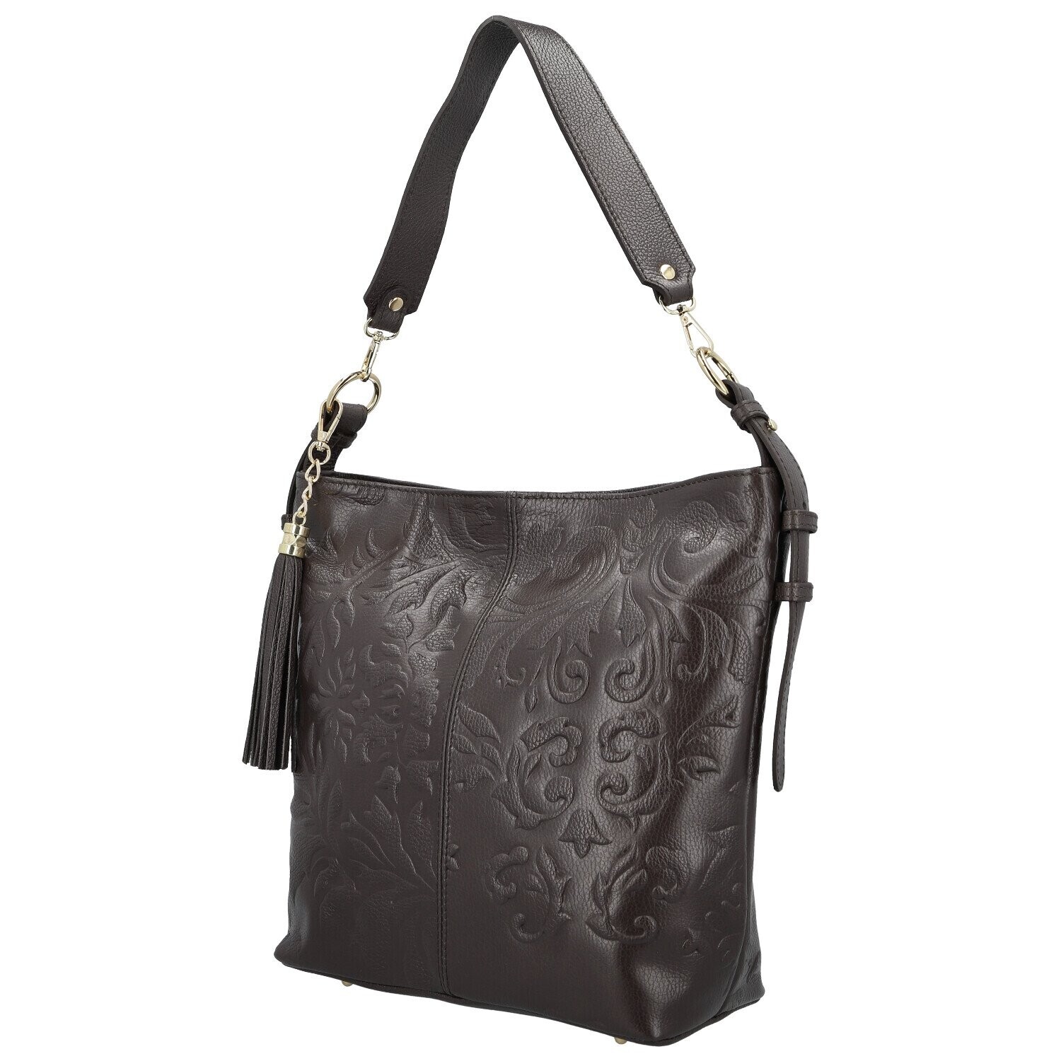 Dámská kožená kabelka do ruky tmavě hnědá - Delami Vera Pelle Moshe hnědá