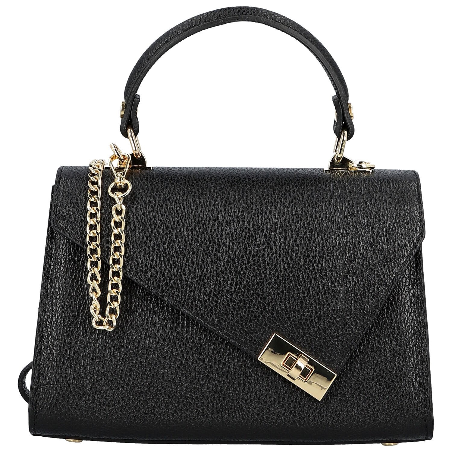 Dámská kožená kabelka do ruky černá - Delami Vera Pelle Melania černá