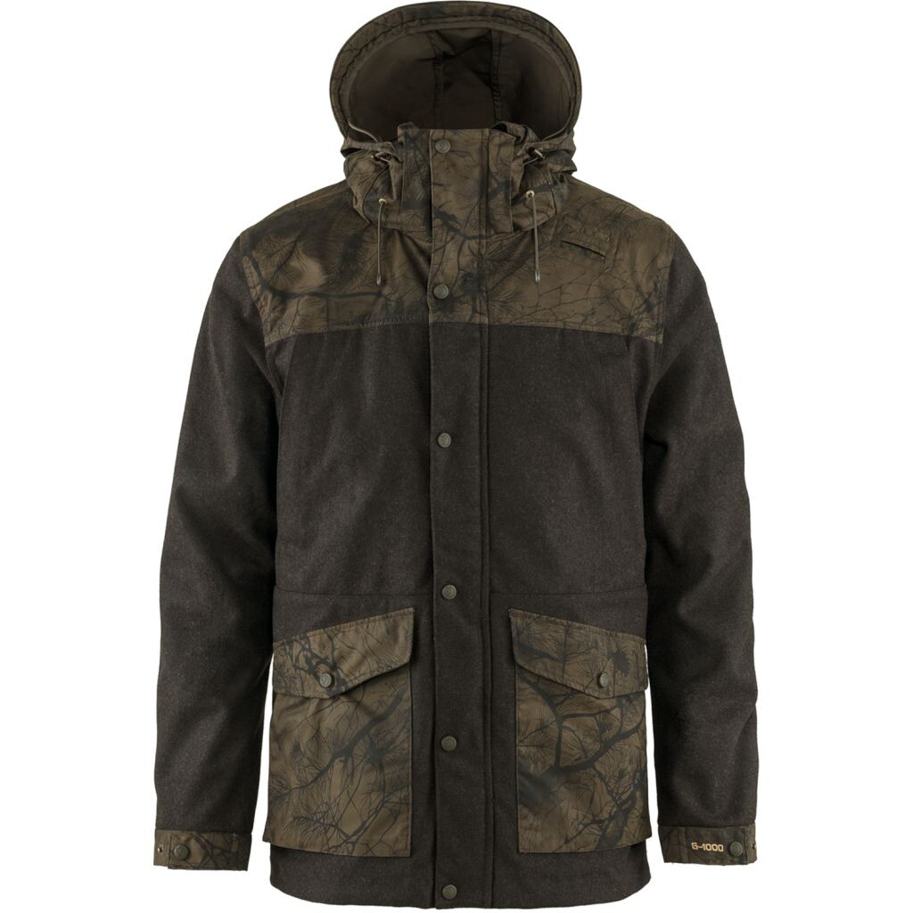 FJÄLLRÄVEN Värmland Wool Jacket M, Dark Olive-Dark Olive Camo velikost: L