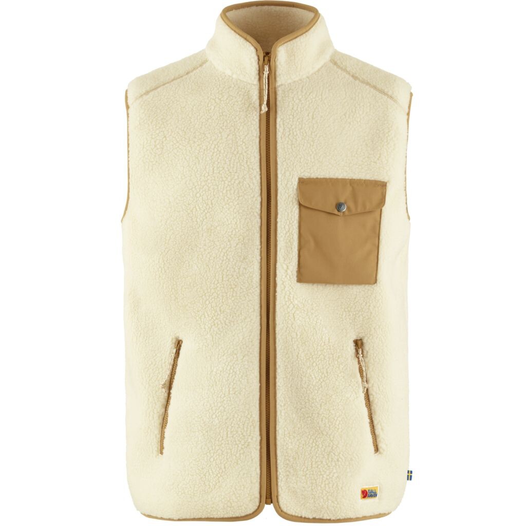 FJÄLLRÄVEN Vardag Pile Fleece Vest M, Chalk White-Buckwheat Brown velikost: L