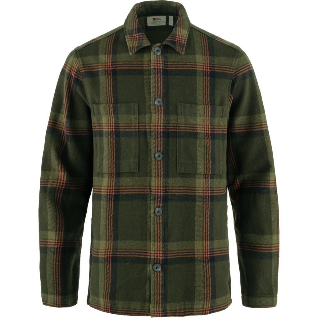 FJÄLLRÄVEN Singi Flannel Overshirt M, Deep Forest-Dark Navy velikost: L