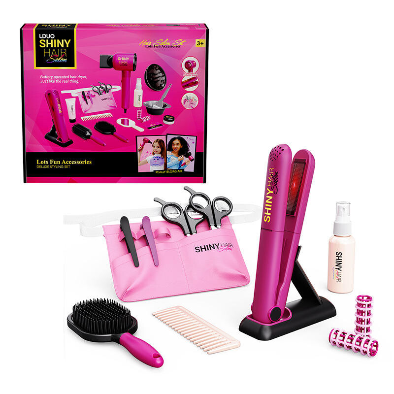 Mamido Mamido Dětský kadeřnický set s fénem a žehličkou 13 dílů růžový