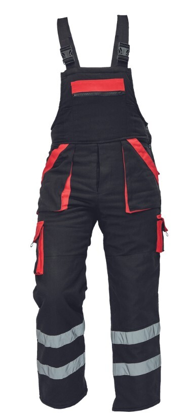 MAX WINTER RFLX zimní pracovní kalhoty s laclem černá červená