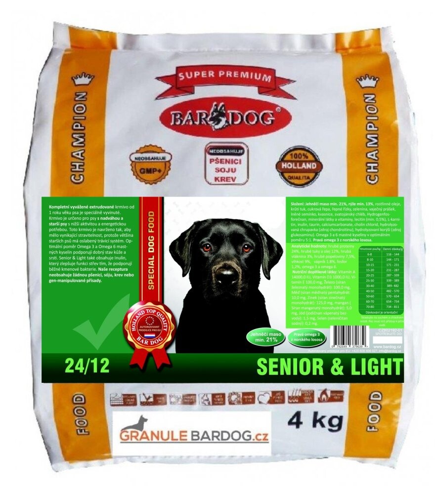 Bardog Super prémiové granule Senior light 24/12 - 4 kg