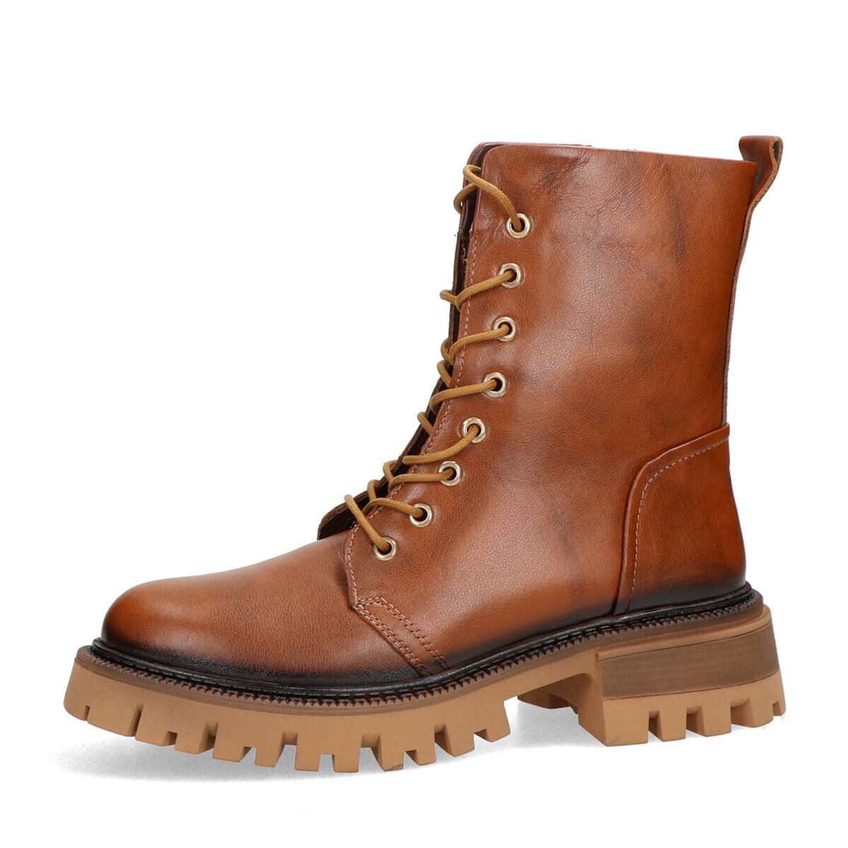 ETIMEĒ dámské kožené kotníkové kozačky - koňakové - 36