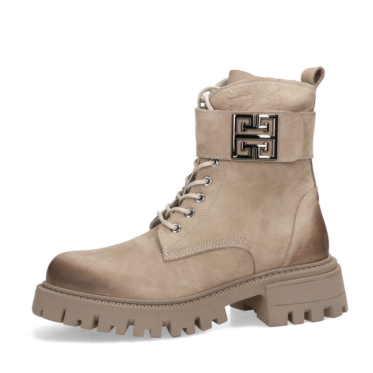 ETIMEĒ dámské nubukové kotníkové kozačky - béžovo hnedé - 36