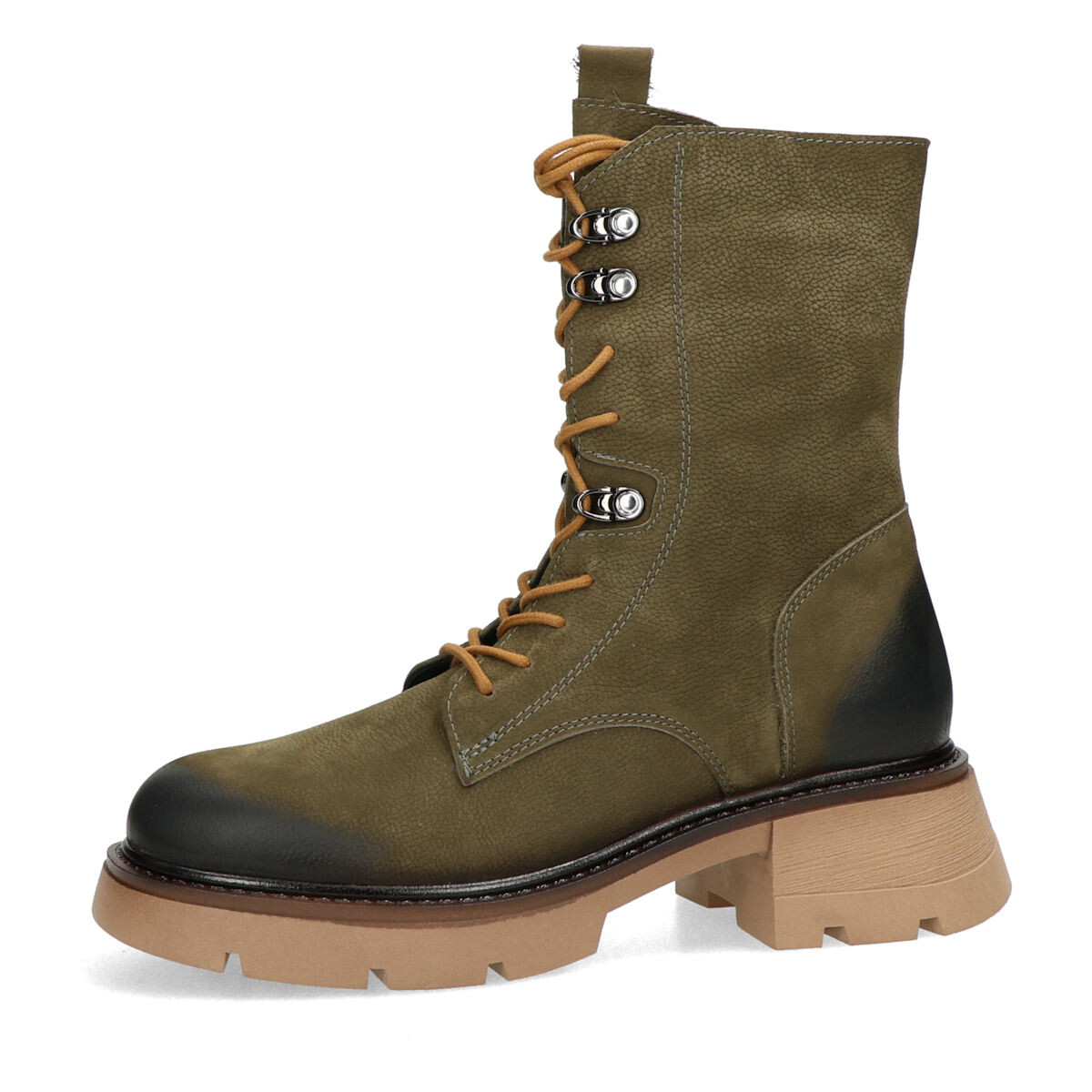 ETIMEĒ dámské nubukové kotníkové kozačky - olivové - 36