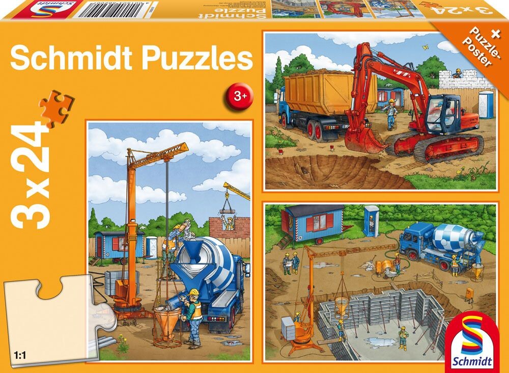 Schmidt puzzle Stavební práce 3x24 dílků
