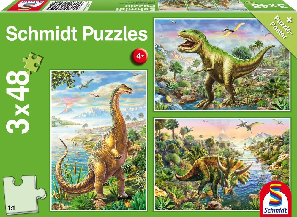 Schmidt puzzle Dinosauři 3x48 dílků