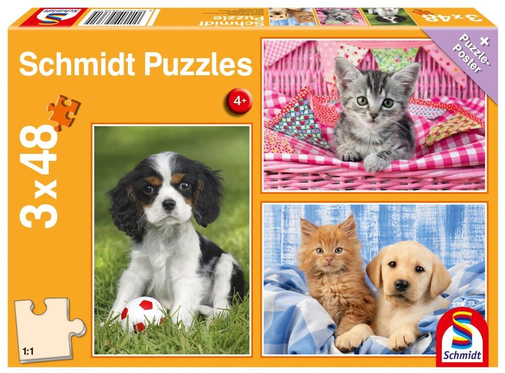 Schmidt puzzle Nejroztomilejší zvířata 3x48 dílků