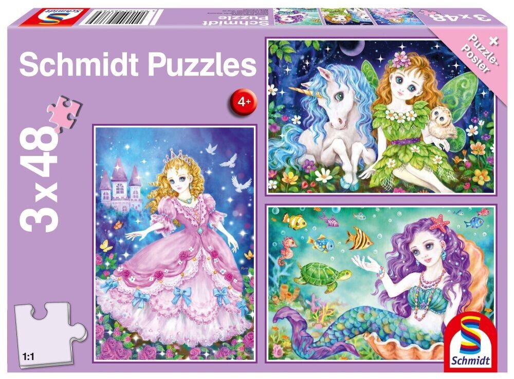 Schmidt puzzle Princezna, víla, mořská panna 3x48 dílků