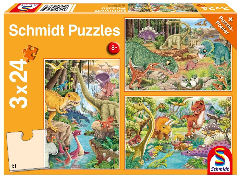 Schmidt puzzle Dinosauři 3x24 dílků