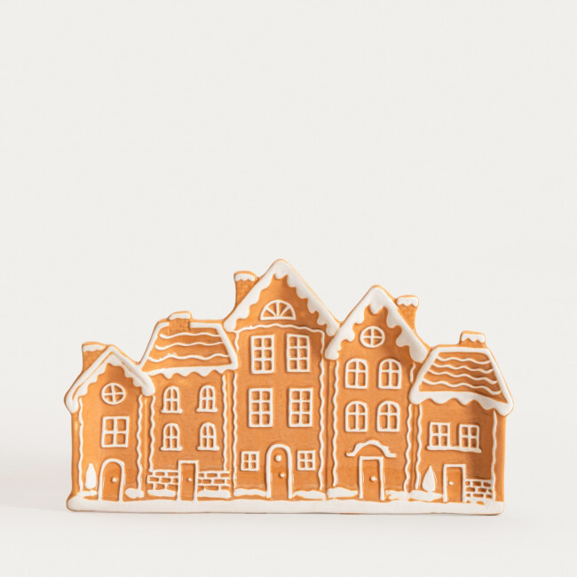 Dekorační podnos LOKKA ve tvaru perníkové vesničky 760686