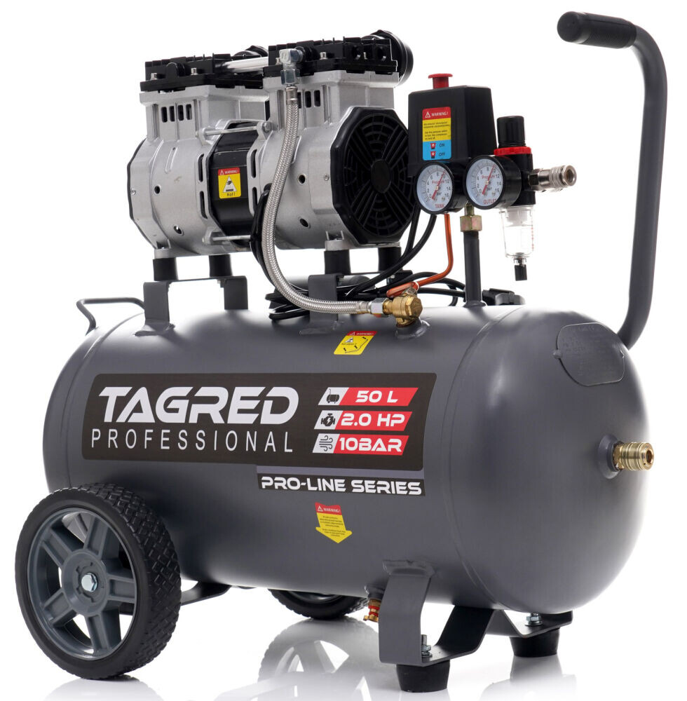 TAGRED TA3384 - Tagred , Bezolejový kompresor s odlučovačem 50l, 230V, 2 písty, 2000W 10 B