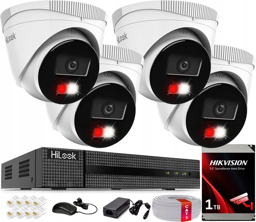 Ip monitorovací sada Hilook by Hikvision 4x IPC-T240HA-LUC 4MPX PoE Hybrid