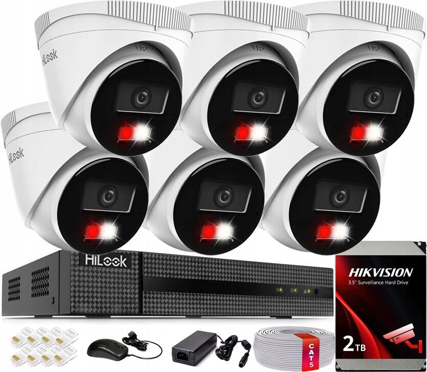 Ip monitorovací sada Hilook by Hikvision 6x IPC-T240HA-LUC 4MPX PoE Hybrid