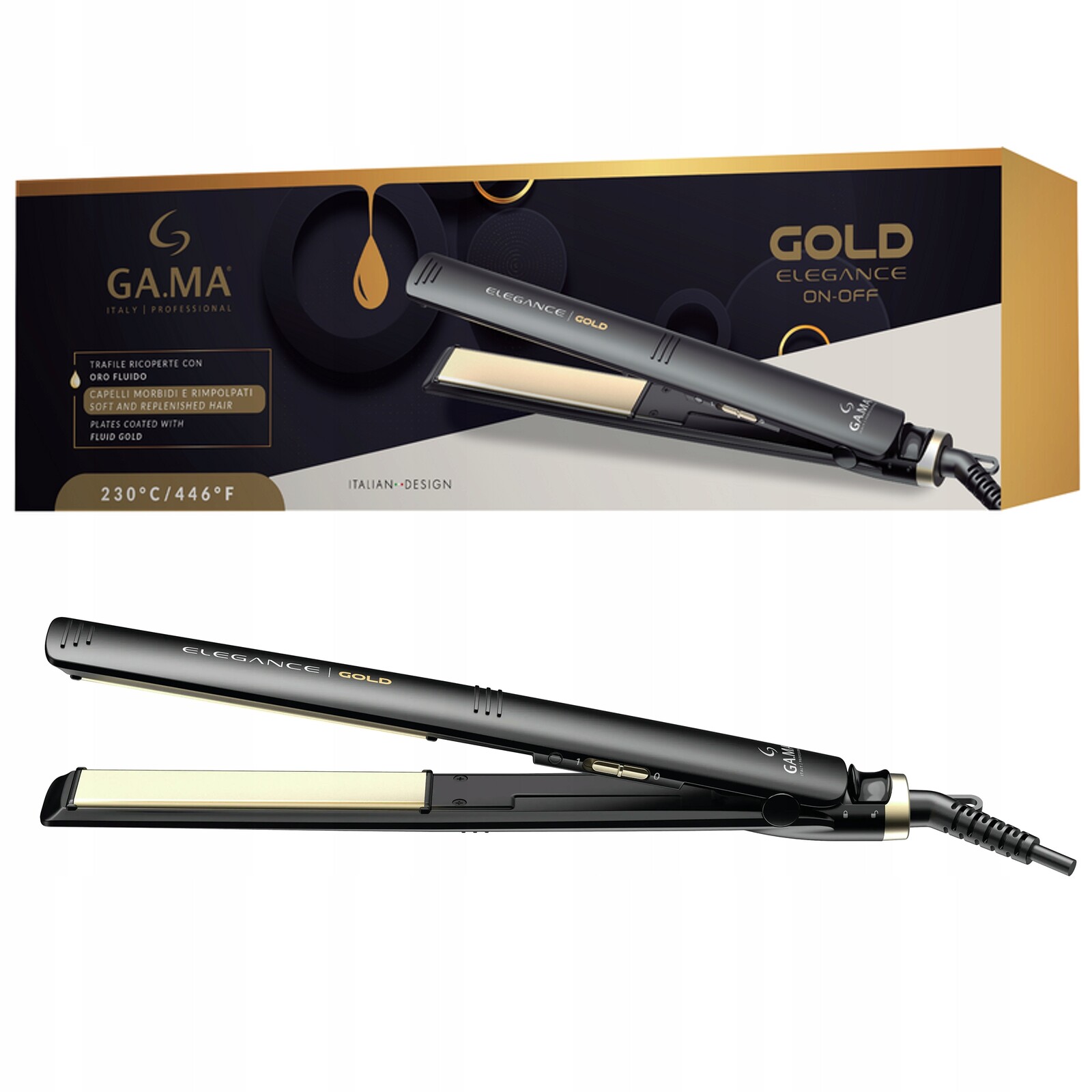 Žehlička Na Vlasy Ga.ma Gold GI0234 Ionizace Keramické Destičky