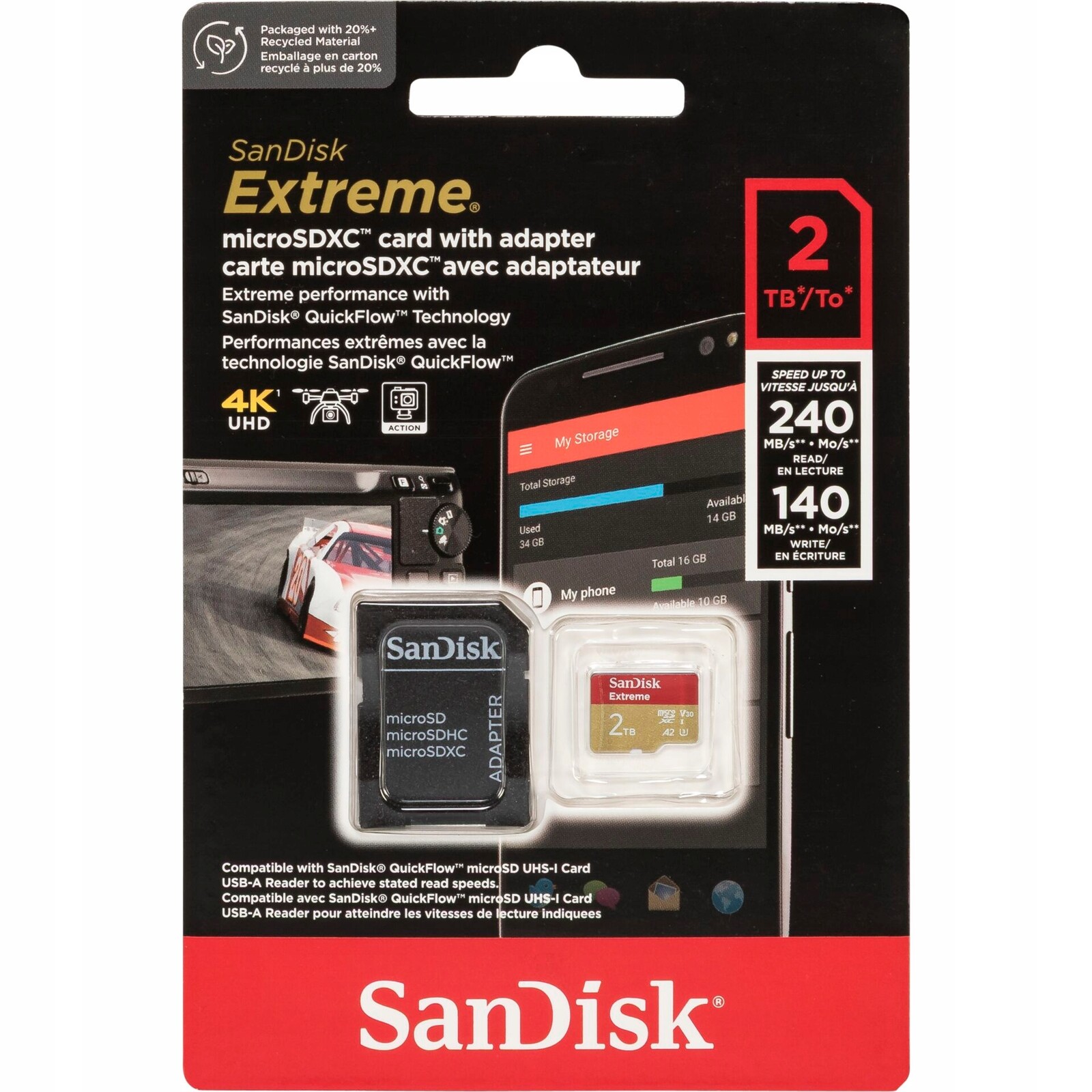 SanDisk microSDXC 2TB Extreme A2 C10 V30 Uhs-i U3