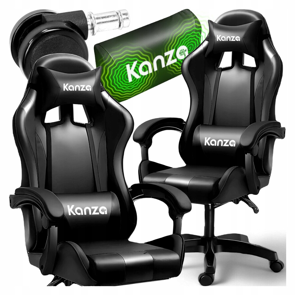 Herní Křeslo S Masáží Zad, Otočné, Počítačové, Pro Hráče, Černé