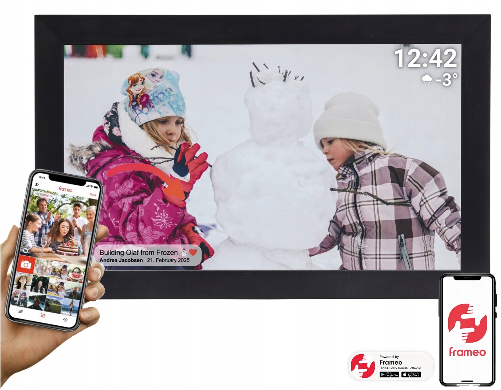 Digitální rámeček na fotografie Full Hd Denver PFF-1504BLACK 15,6 palců s Wi-Fi