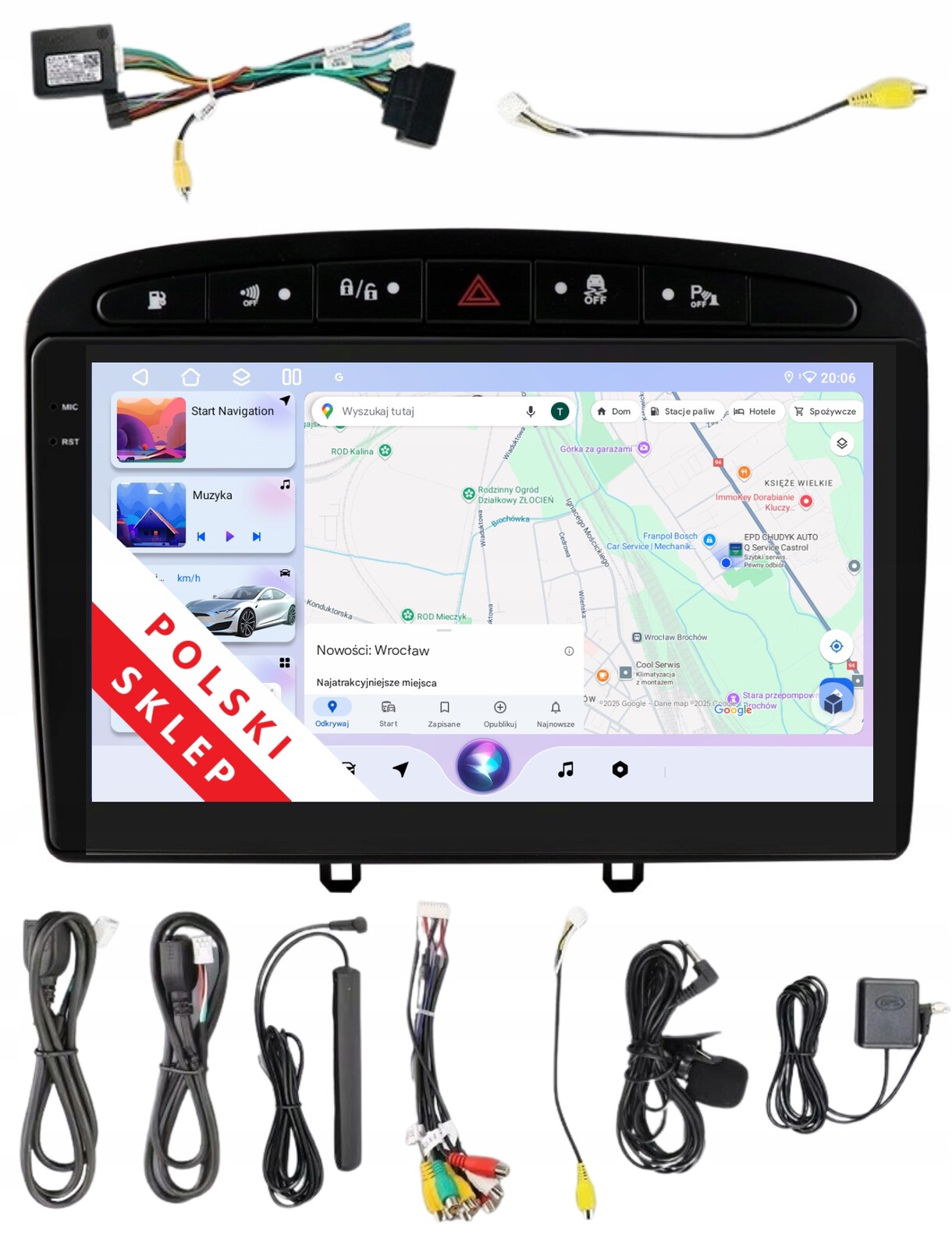 Navigace Rádio Android Peugeot 308 308S 408 Lte Carplay Dsp 6/128GB Černá