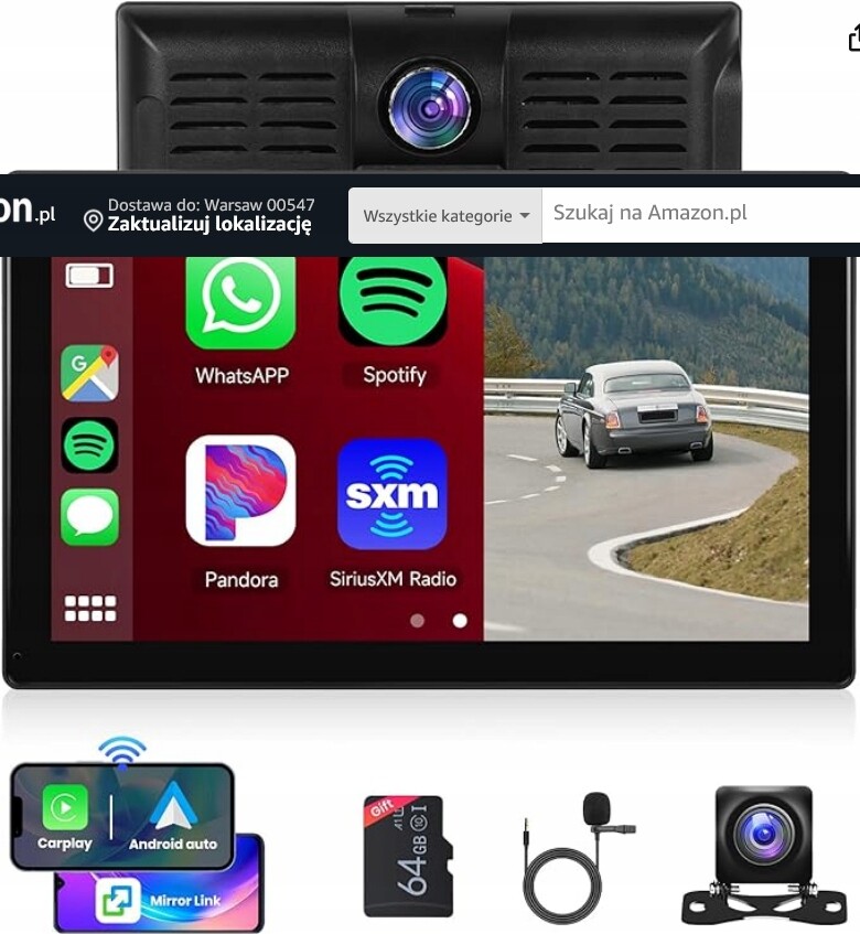Carplay Bezdrátový Android s dotykovým displejem 9''4K, WiFi Bluetooth