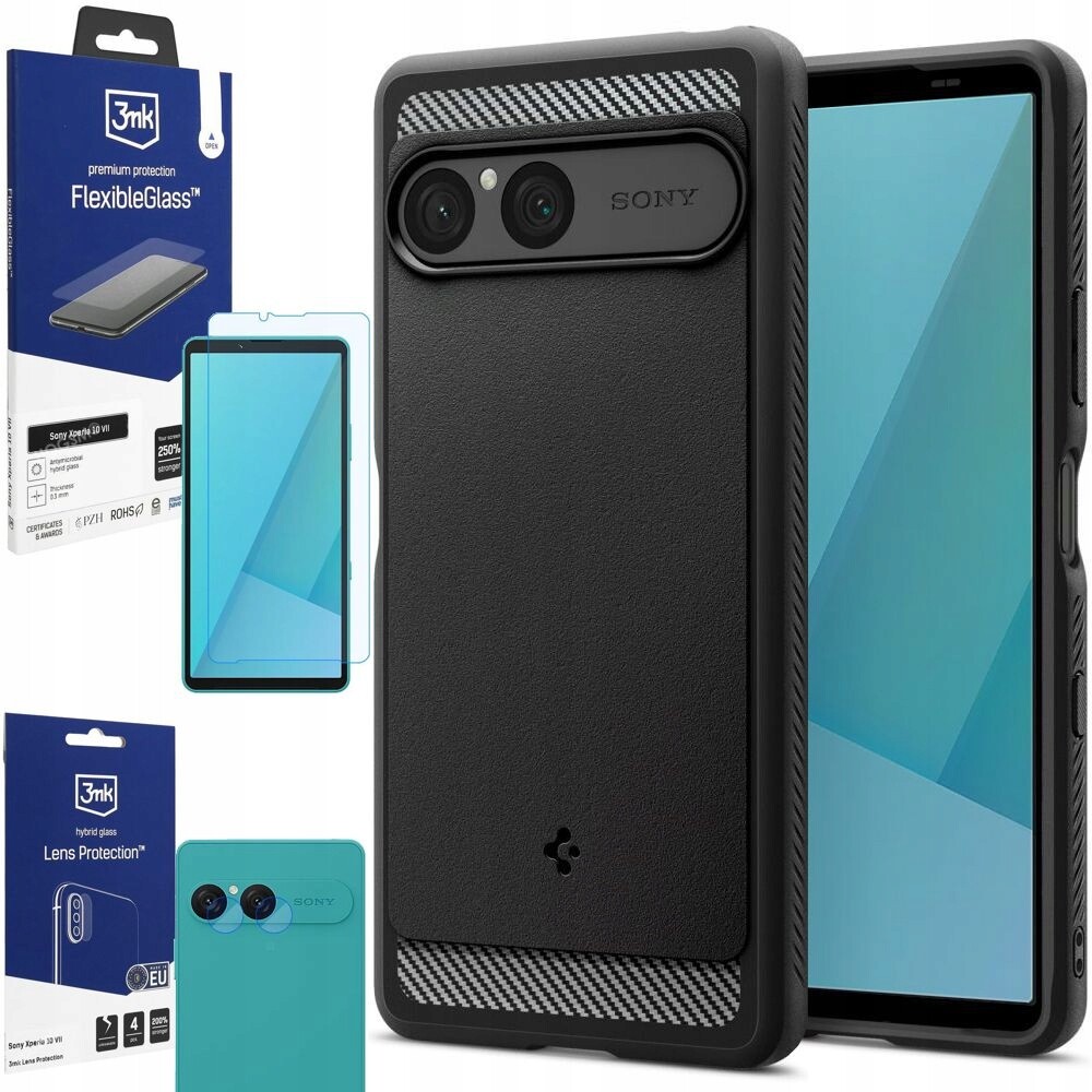 Pouzdro Pouzdro Rugged Armor 3mk Sklo Spigen fotoaparát pro Sony Xperia 10