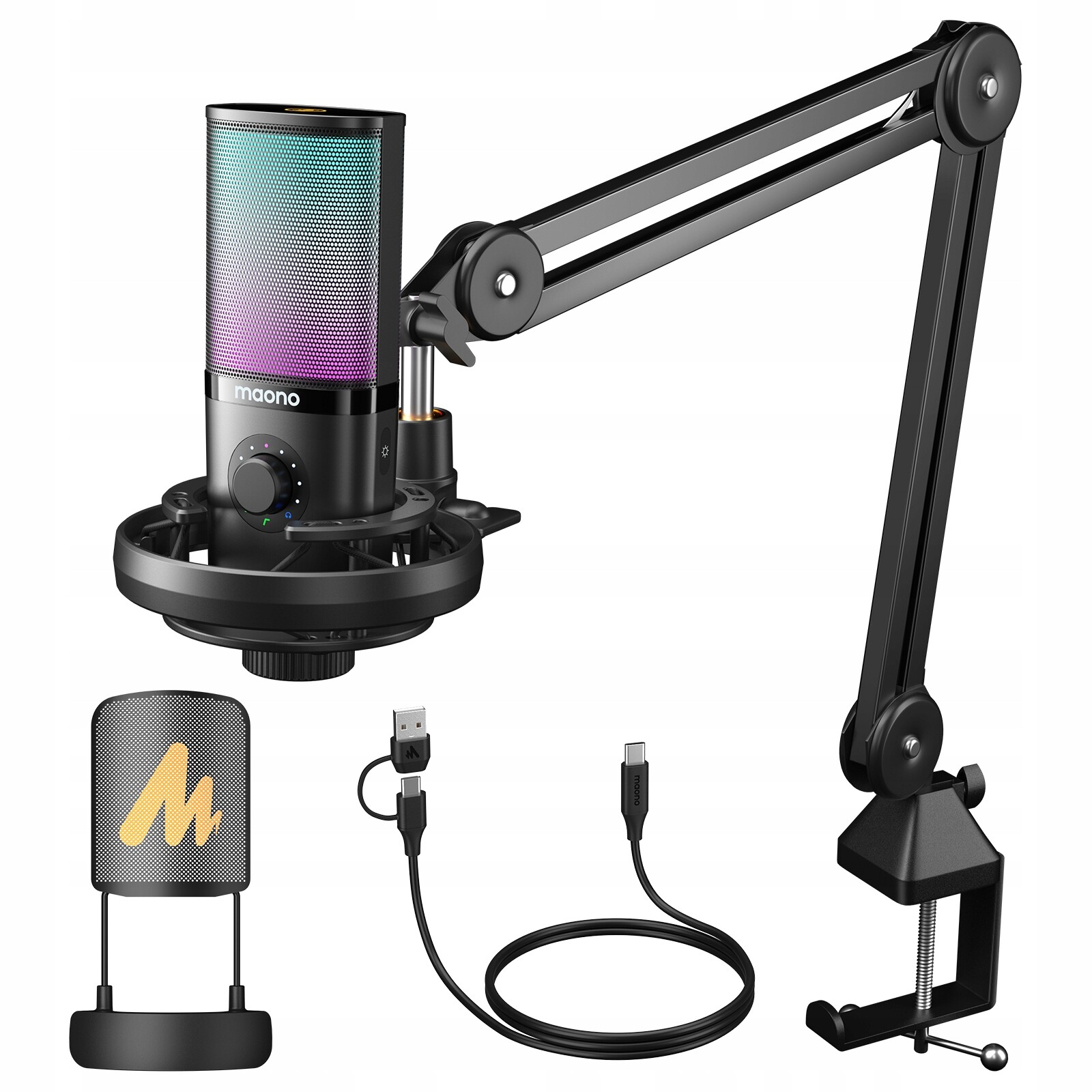 Maono PM450S – Usb mikrofon rameno a pop-filtr, start pro podcasting