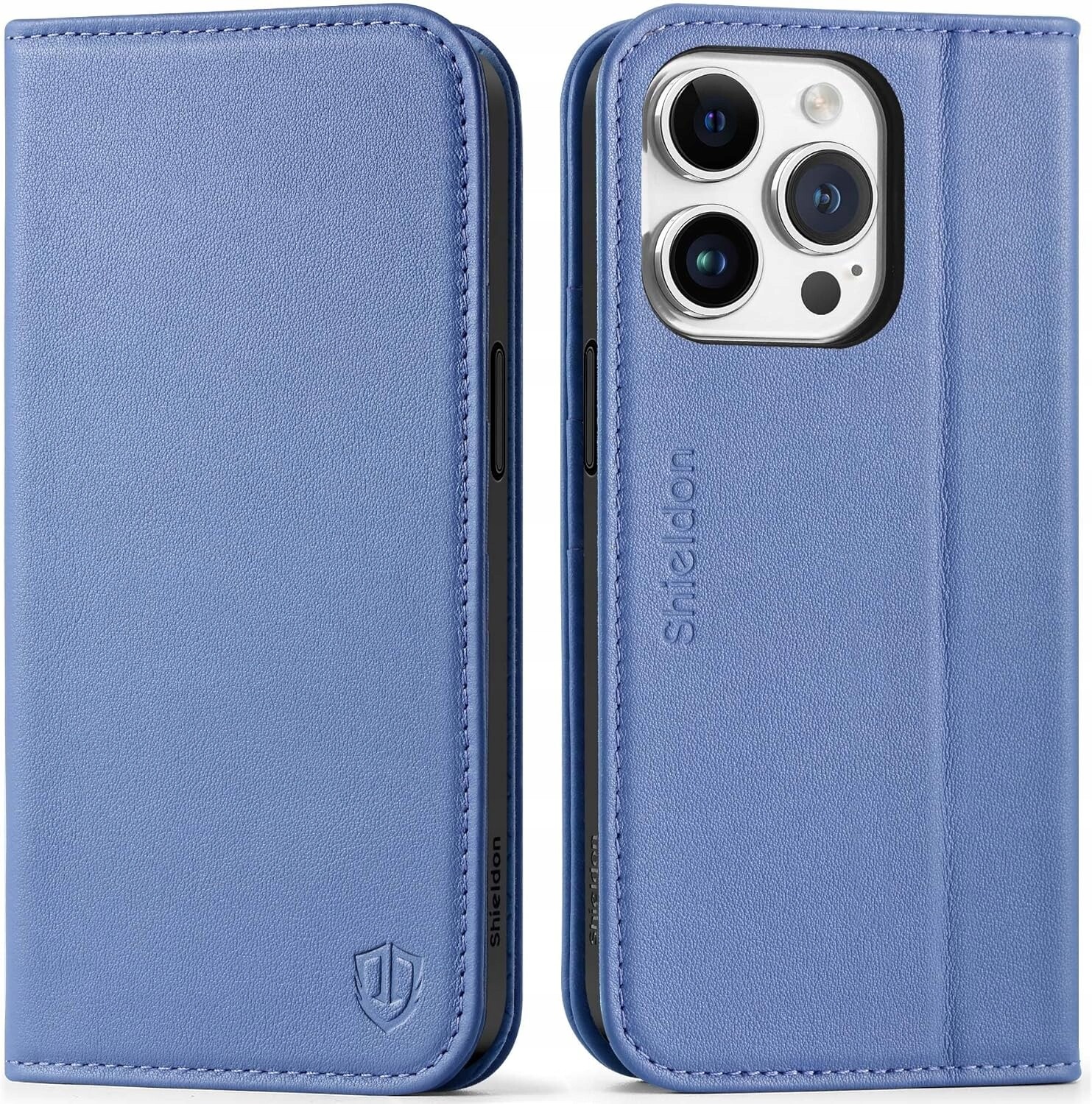 Shieldon přírodní pouzdro pro iPhone 15 Pro, Rfid pouzdro, fialové