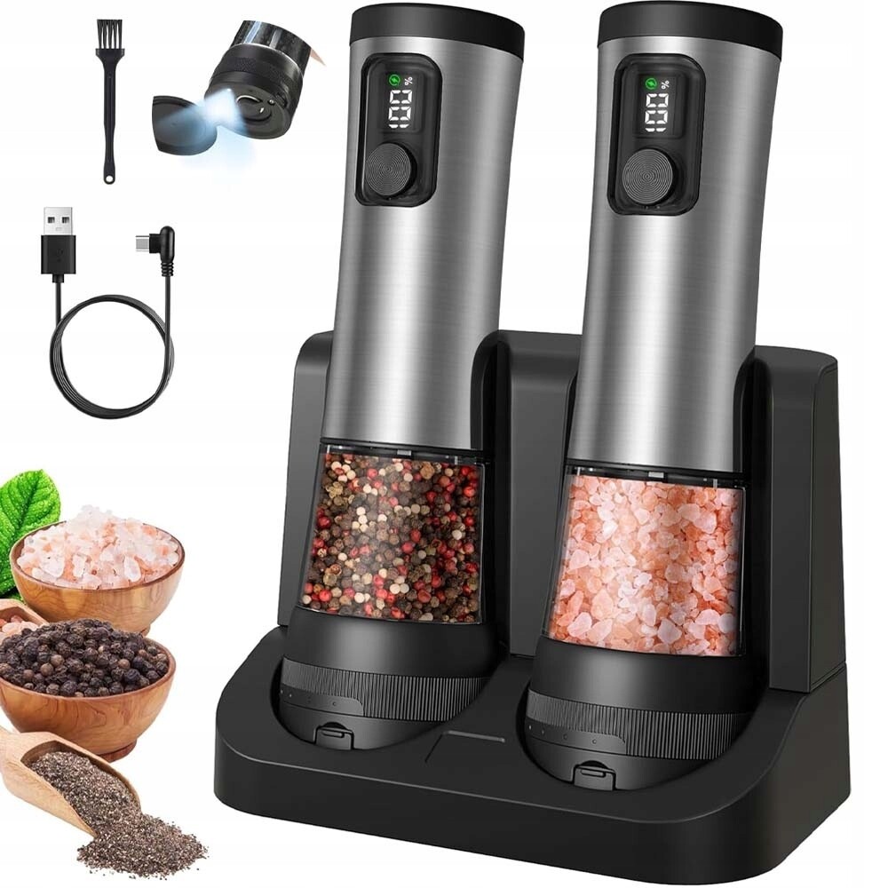 Elektrický Mlýnek Na Pepř A Sůl Akumulátorový Usb Mlýnek Na Sůl 2 Ks