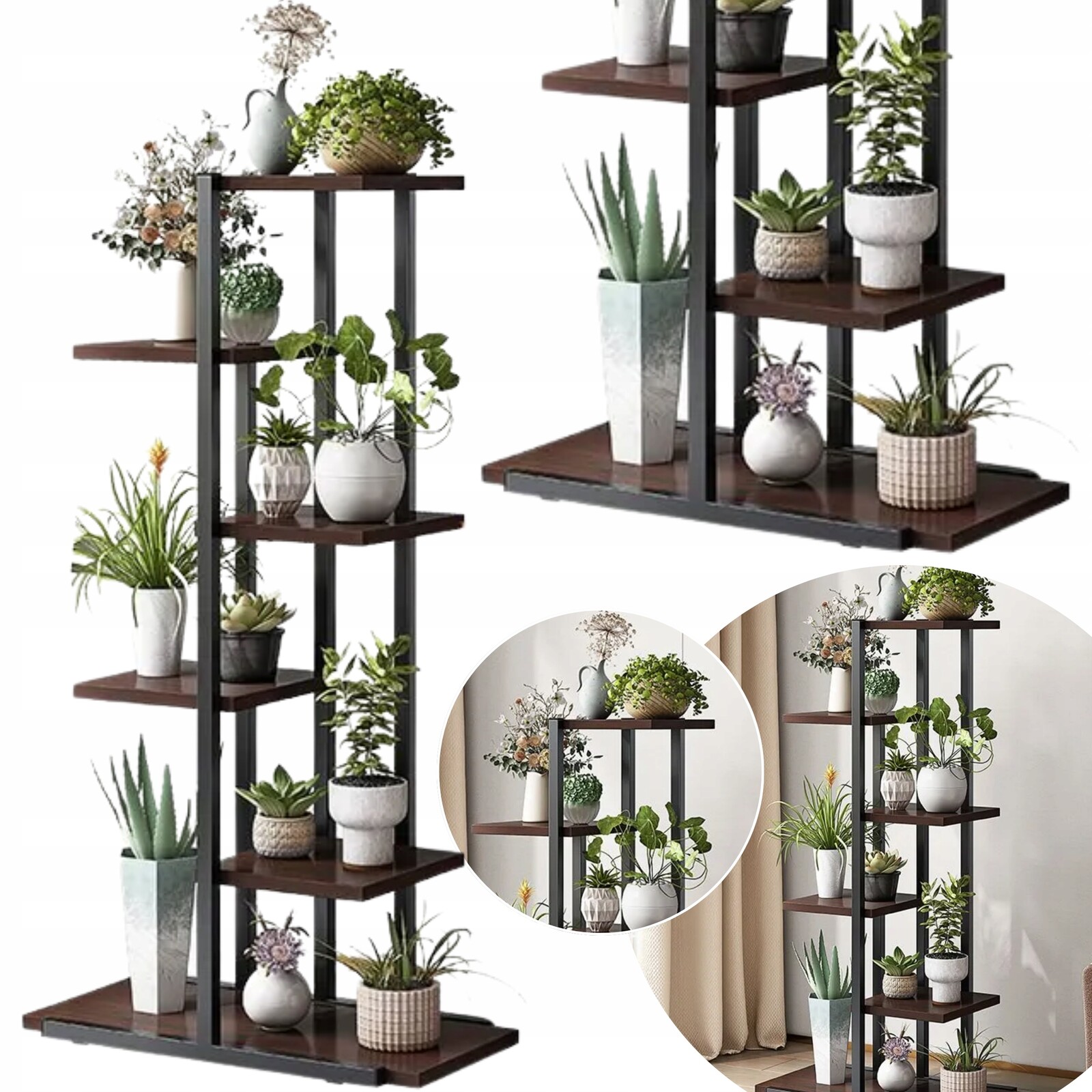 Květinový Záhon Tmavě Hnědý Stojan, Dřevěný Květináč, Velký