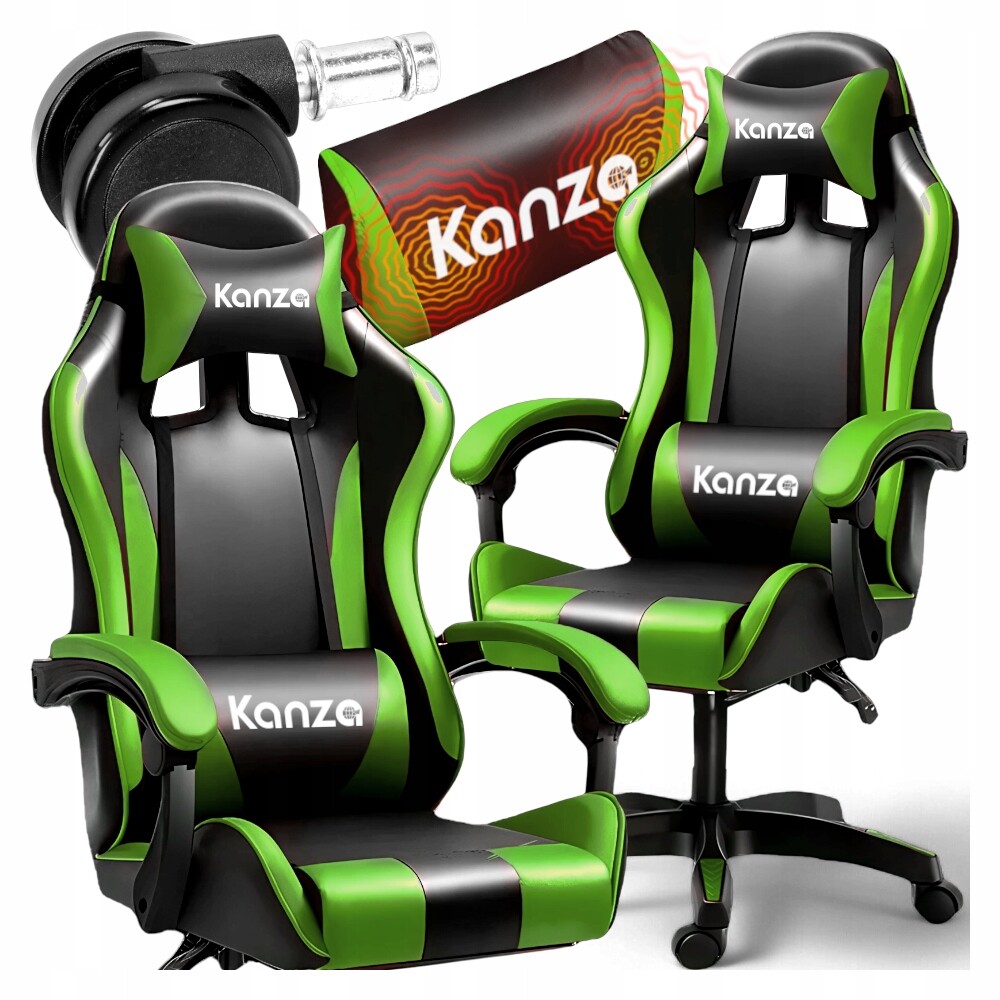 Herní Křeslo S Počítačovou Otočnou Masáží Zad Pro Hráče, Zelené