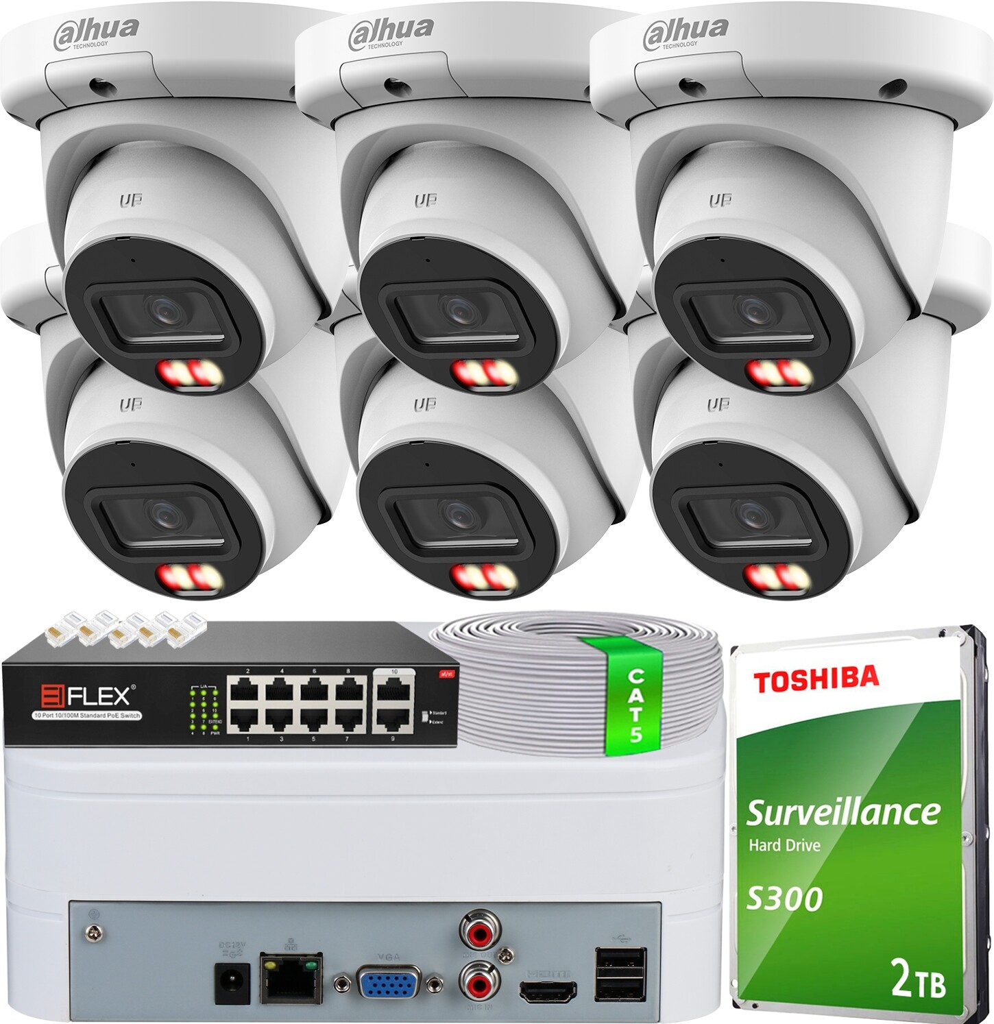 Monitorovací sada 6 kamer IPC-HDW3649QM-S-IL 6Mpx Dual Light Ai Smd 4.0