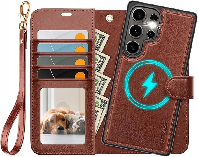 Ocase pouzdro pro Samsung Galaxy S25 Ultra 2v1, hnědá barva řemínek