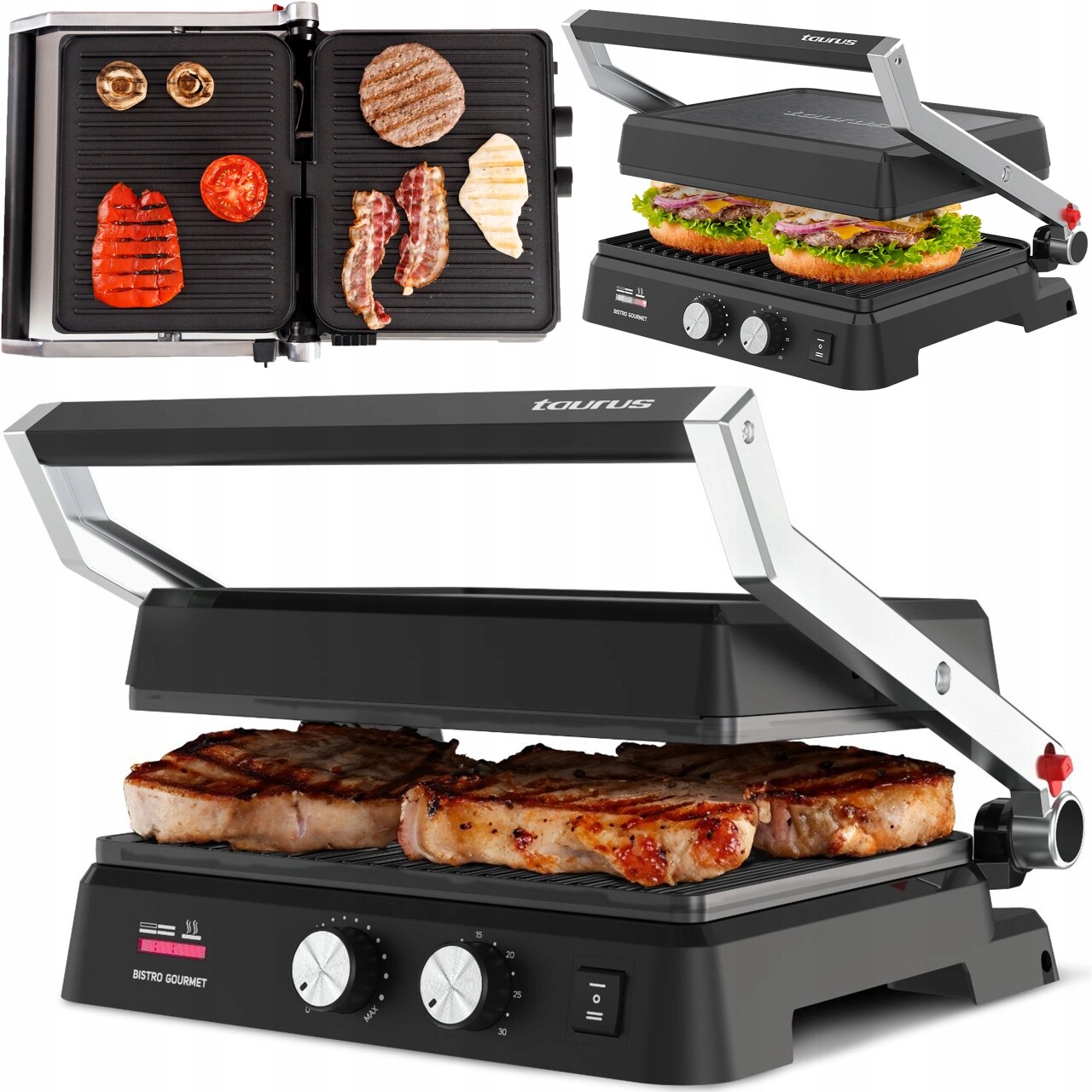 Elektrický Gril Opékač Panini Rozkládací Taurus Bistro Gourmet 2600W