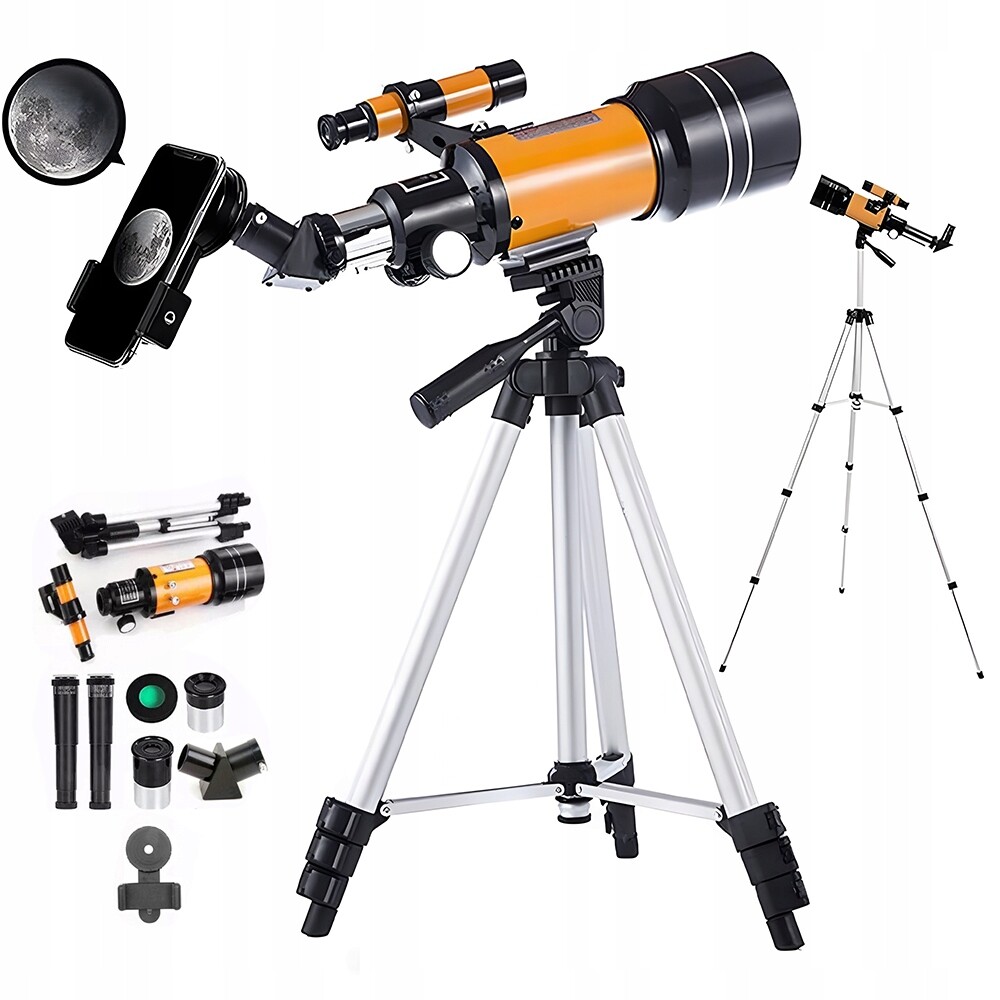 Astronomický dalekohled 70/300 mm 150 x zvětšení, kompletní sada příslušenství