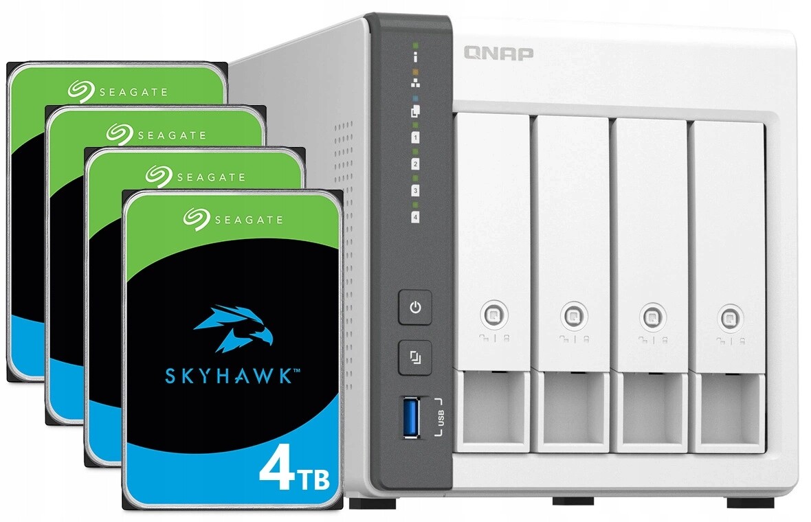 Nas server Qnap TS-433 4GB Ram 16TB Hdd (4x4TB) Seagate SkyHawk 2.5GbE Lan