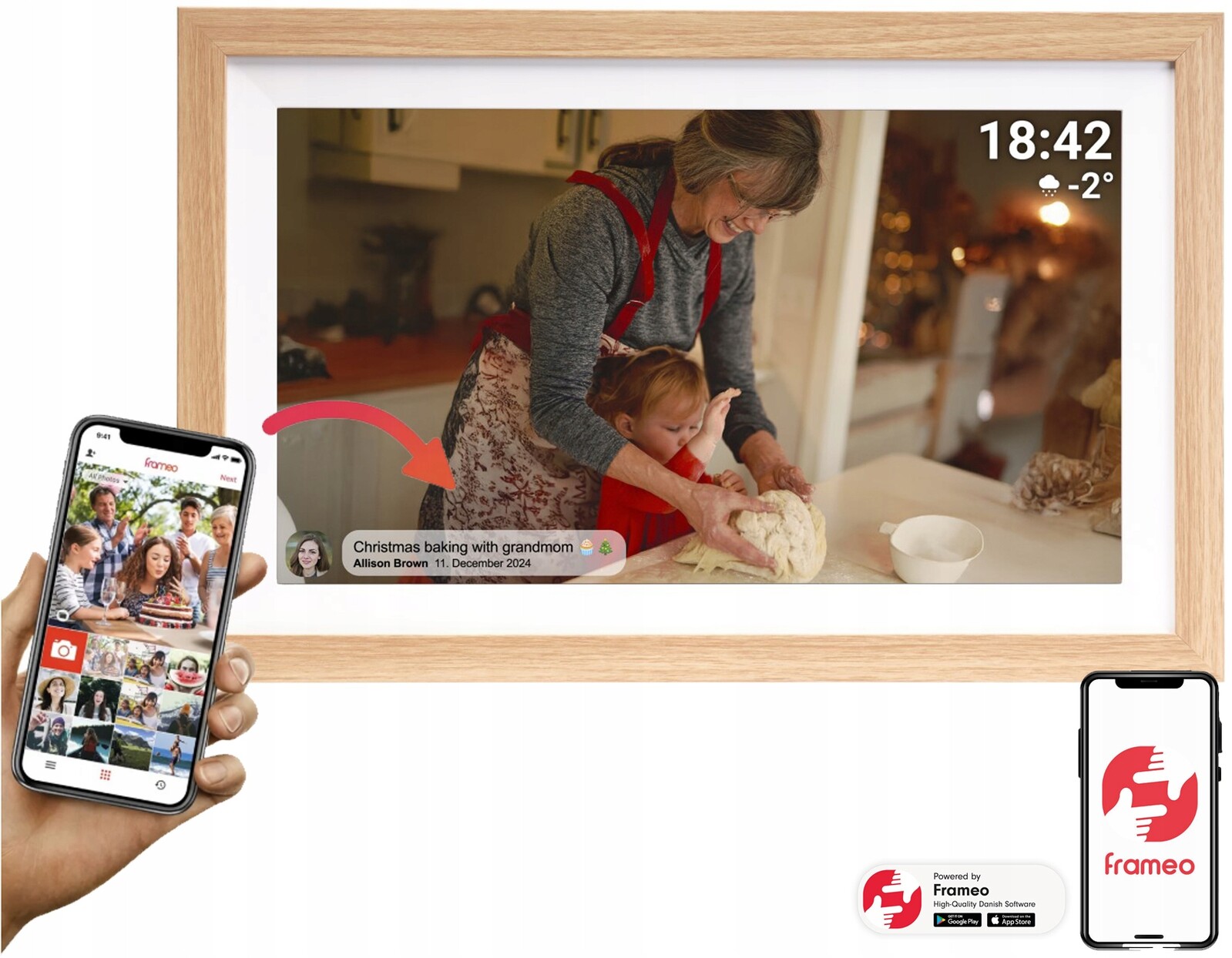Digitální rámeček na fotografie Velký Full Hd s Wi-Fi Denver PFF-1505LW 15,6palcový