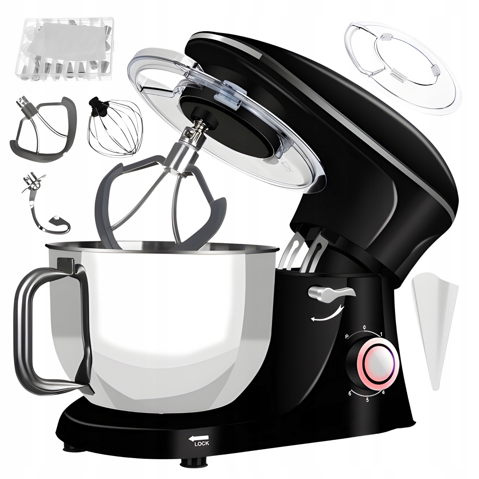 Kuchyňský robot Planetární Max 2200 W s vyhřívanou mísou 6,1 l Rukáv Koncovky