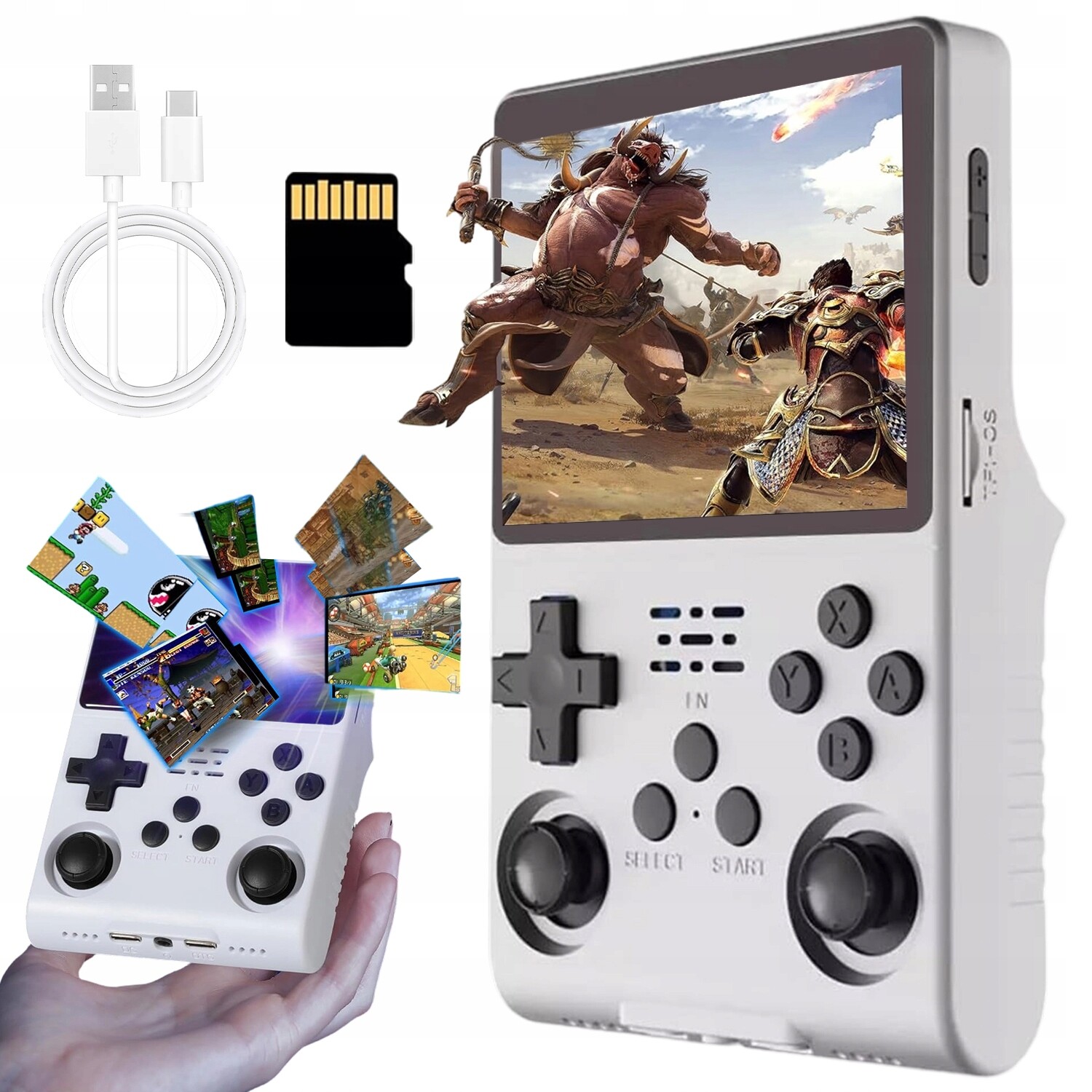 Přenosná Mobilní Herní Konzole Pro Retro Hry R40S Pro 256G Bílá