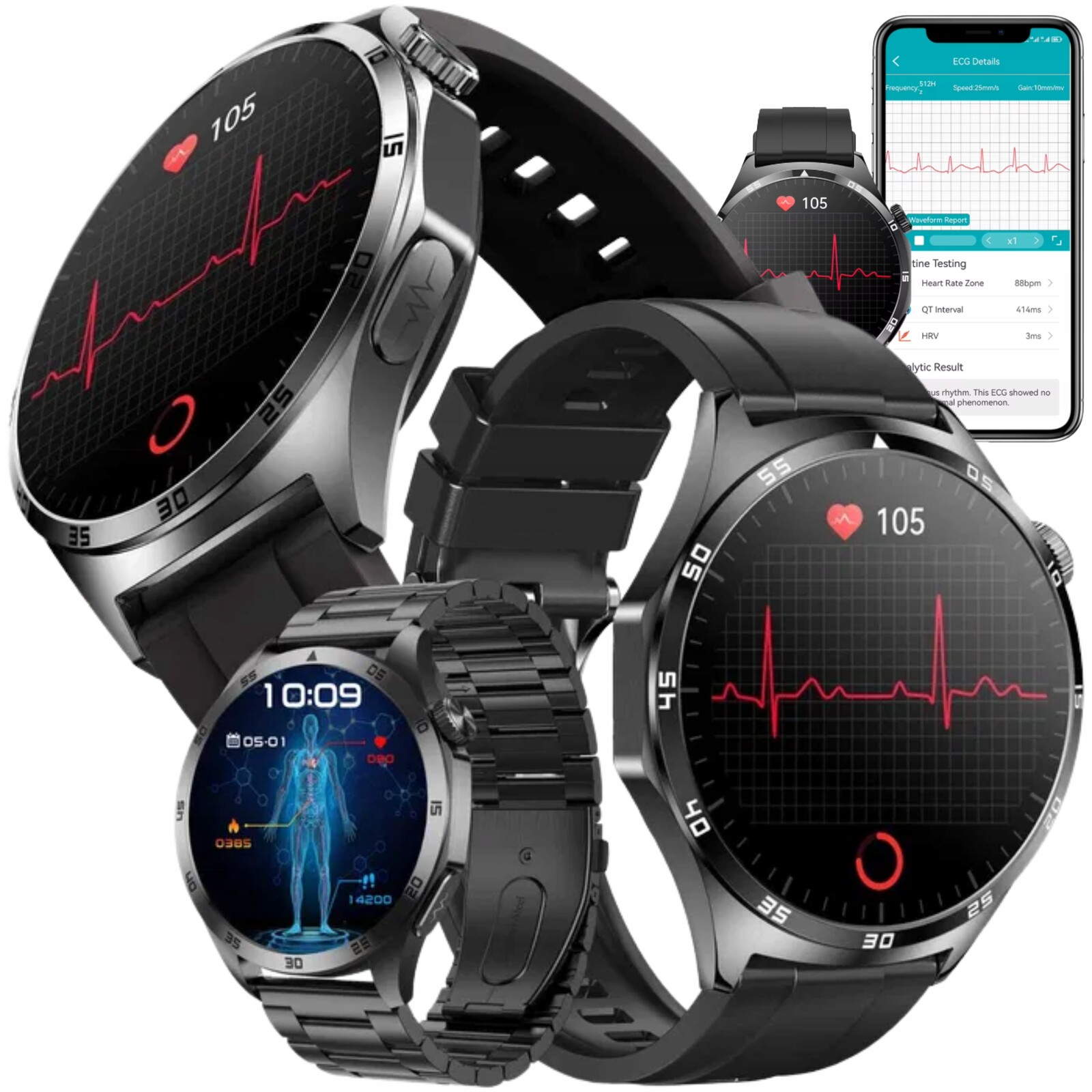 Chytré Hodinky Hodinky MF13 Amoled 440 mAh Ekg, Puls, Kyslík, IP67, Bluetooth